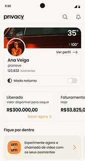 Creator profile card for Ana Veiga showing a sports car image with 35 likes, 100 views, follower count of 123,832, and subscription pricing